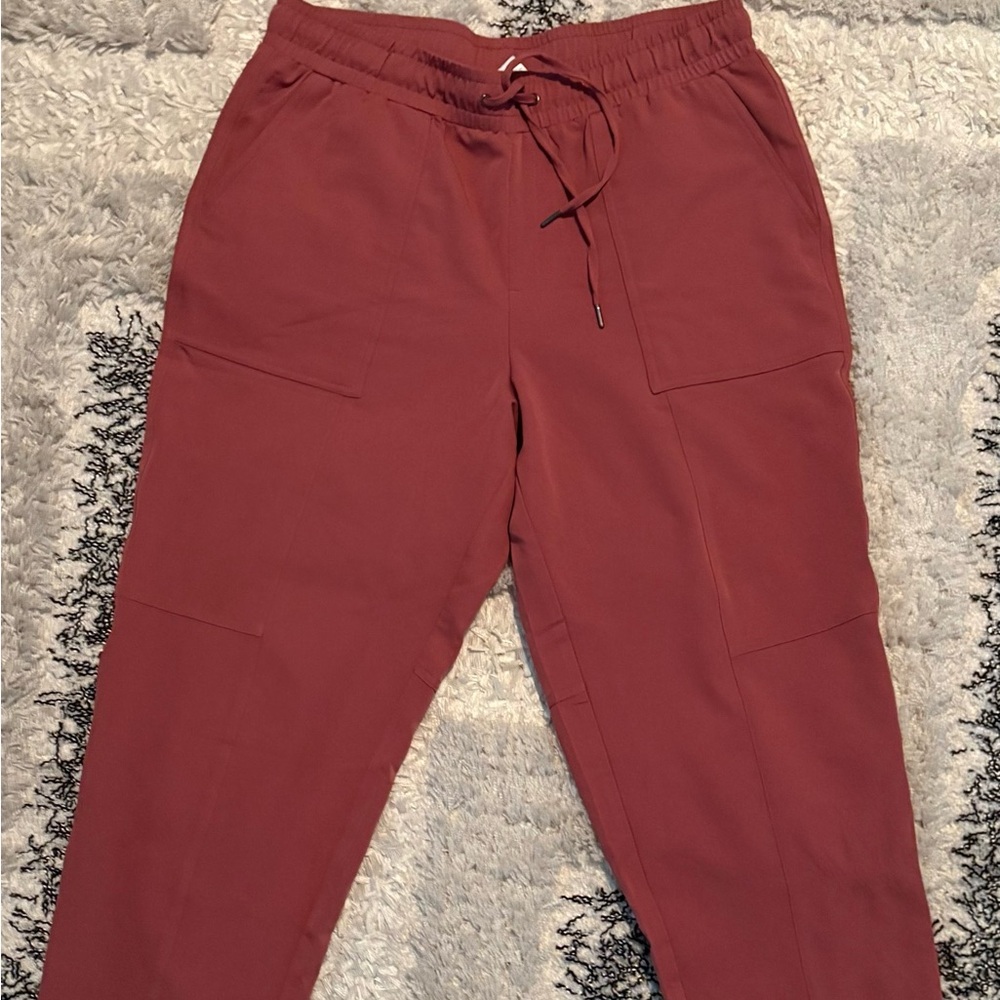 Women's Burgundy Linen Drawstring Pants